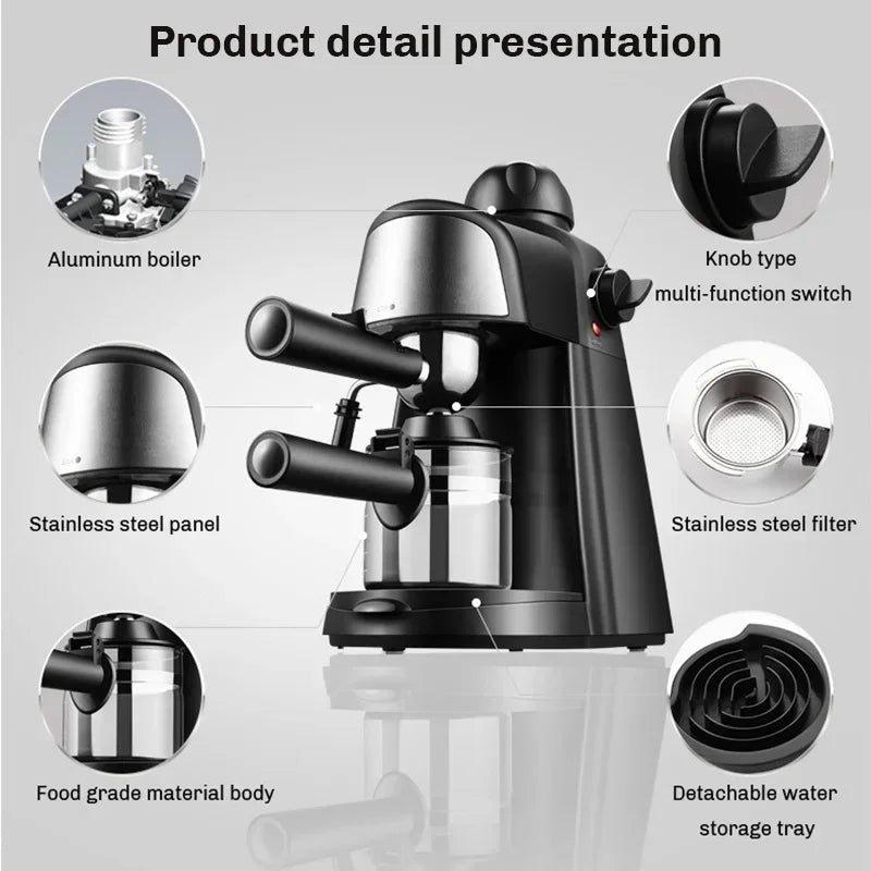 Electric italialainen kahvinkeitin 5 bar Professional Expresso -kahvivalmistaja Automaattinen Semi Automaattinen Expresso Cappuccino 220V EU PL