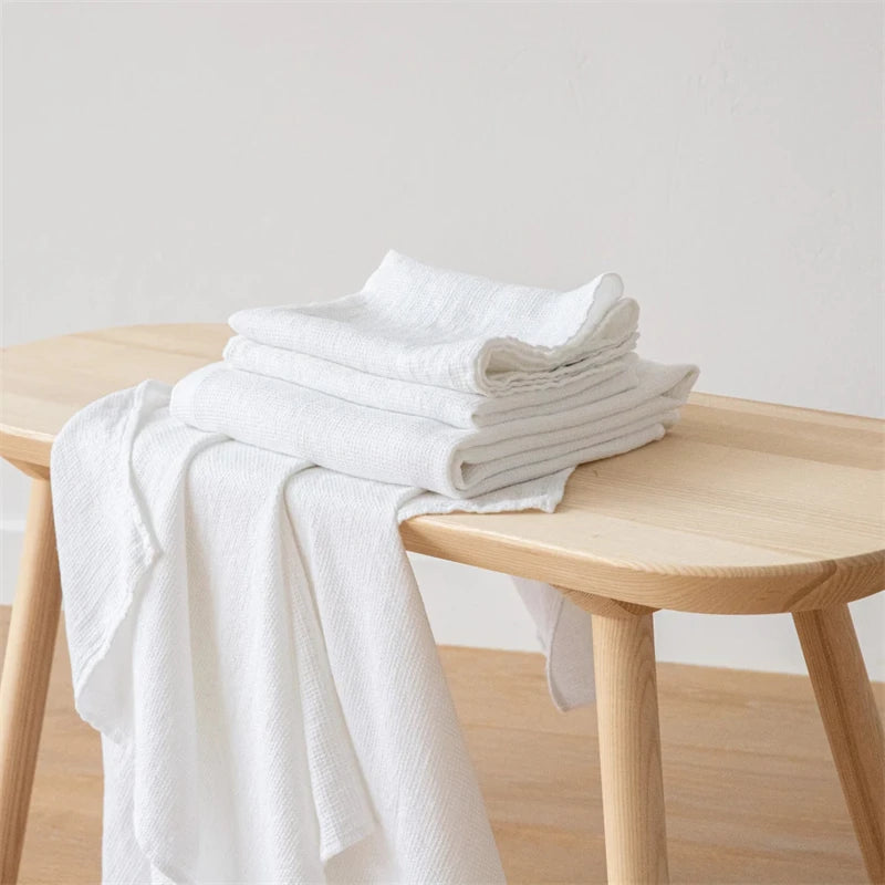 Pure 100%Linen Bath Towel Stone Washed Soft Lightweight Travel Towel Waffle Weave Quick Dry Natural Flax Thin Towel for Bath Gym