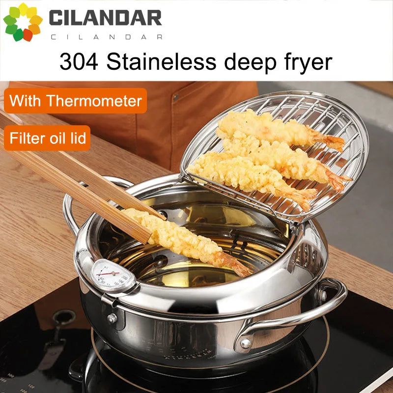 Japansk-stil tempura Fryer husholdning Small Fryer Oilbesparende gryte Mini Spesiell temperaturkontrollert Deep Freing Oil Small Pot