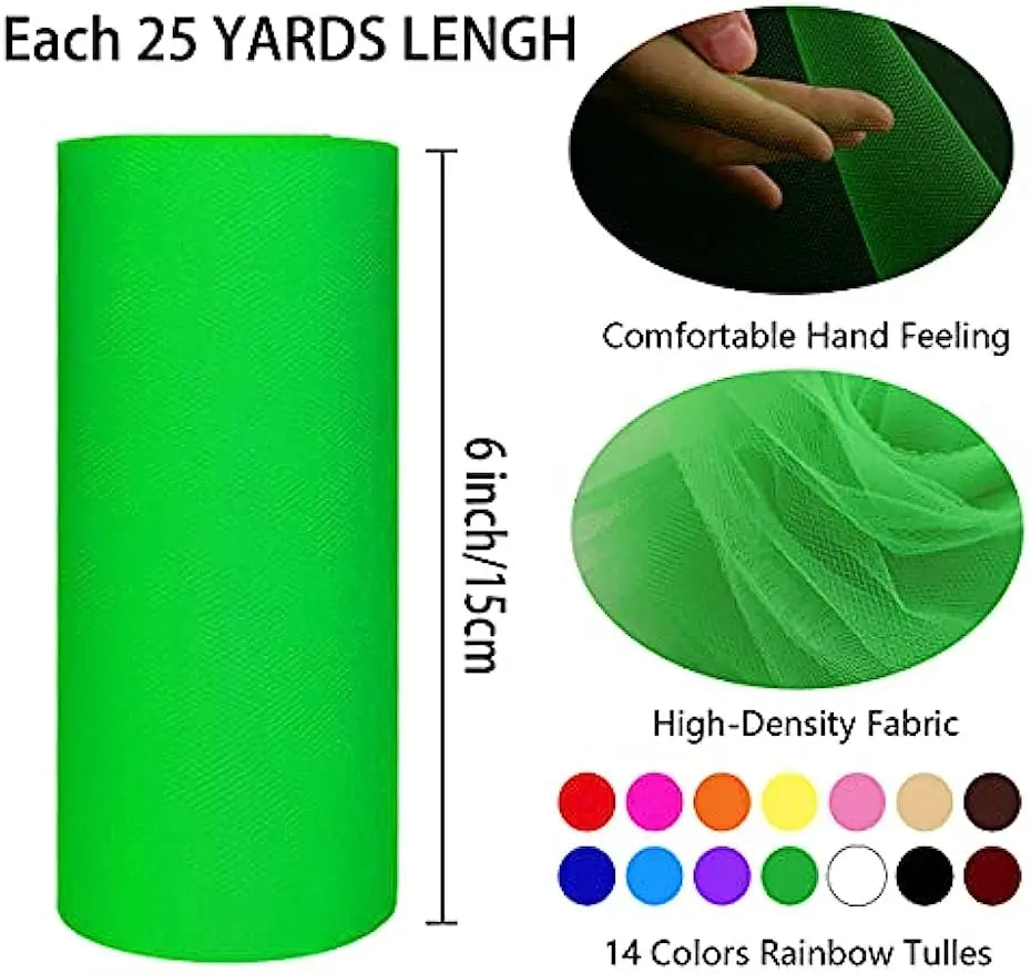 Tulle Rolls Tulle Fabric 6" X 25Yards (15cm*22.8m) for Decorations Tutu Weddings Costumes Skirts Parties Gift Bow Baby Shower