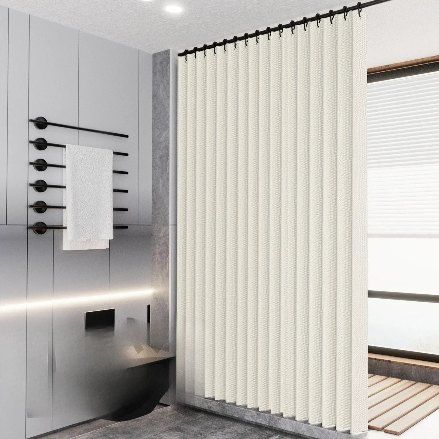 1PC Waterproof Thick Linen Folding Curtain Series Shower Curtain Is Suitable for Waterproof Shower Curtains in Bathrooms 미드센추리