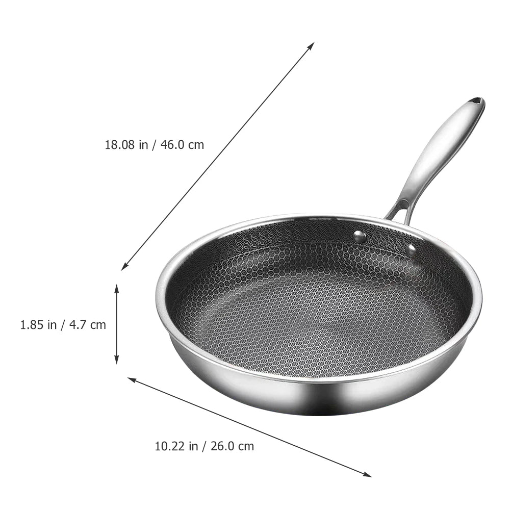 Ανοξείδωτο χάλυβα Wok Non Stick Honeycomb Διπλή όψη ανακατεύοντας τηγανητά μη κολλώδη μαγειρικά σκεύη μη το τηγάνισμα για αυγά