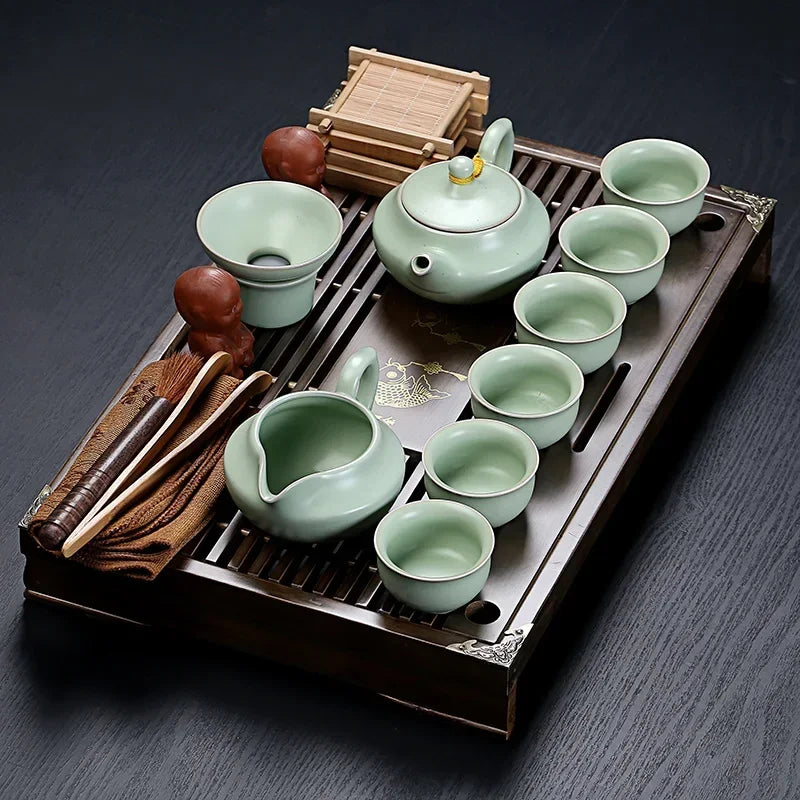 Paarse klei Chinese theekop set porselein vintage eenvoudige kung fu luxe thee -theeset zeef Juego de te huishoudelijke producten dg50ts