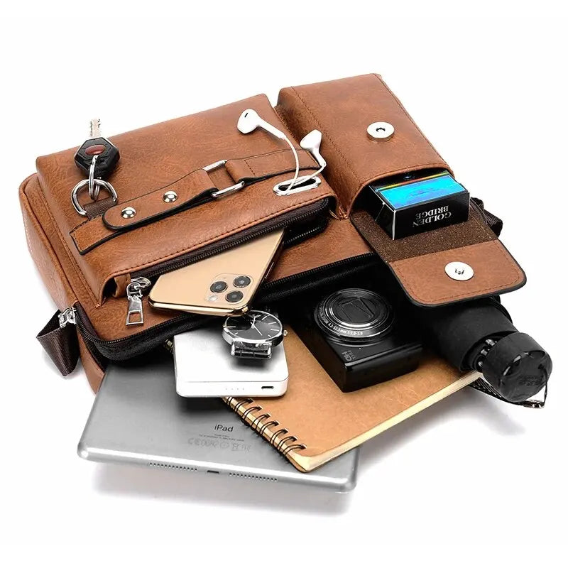 PU Shoulder Bag Men's Handbag Men's Casual Bag Business Bag Large Capacity Shoulder Crossbody Bag