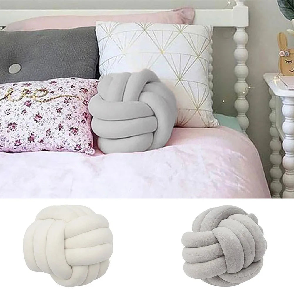 Warm Nordic Style Round Pillow Cushion Velvet Knotted Cushion Solid Baby Rest Sleep Dolls Stuffed Kid Adult Bedroom Decor