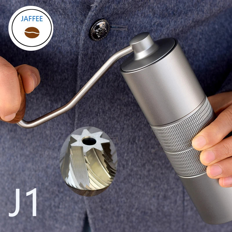 JAFFEE J0/J1 manual coffee grinder with 38mm 5core/7core burr 3 bearings portable coffee mill Adjustable espresso grinder