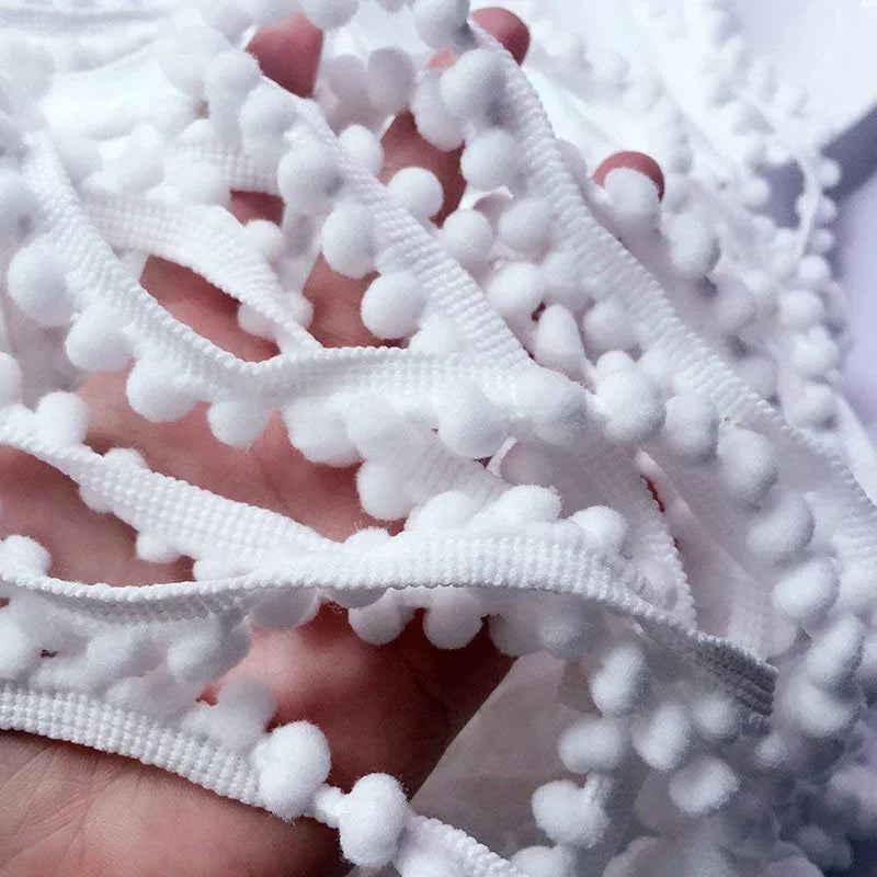 5/10 Yards Wool ball lace Fringe Trim Lace 5mm PomPoms white Trim Ball Fringe Ribbon DIY Craft Curtain Cloth Sewing Accessory