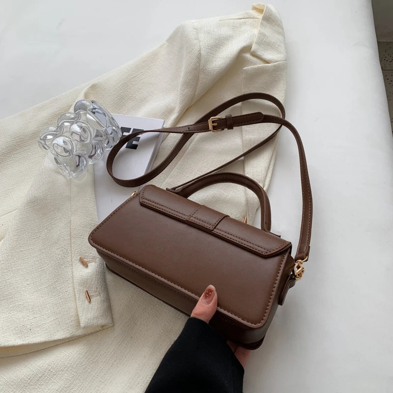 Pu Leather Shoulder Bag for Women Handbag - Fashion Crossbody Bags Vintage Underarm Bag Square Satchel (Black)