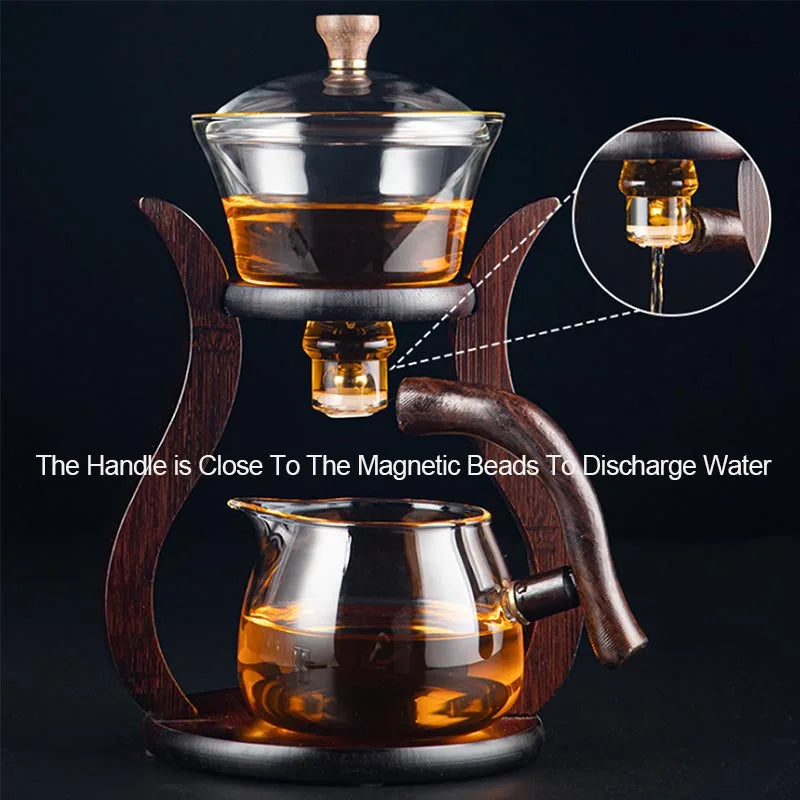 YOMEEI Heat-Resistant Glass Tea Set Magnetic Water Diversion Rotating Cover Bowl Automatic Tea Maker Lazy Kungfu Teapot Drinking