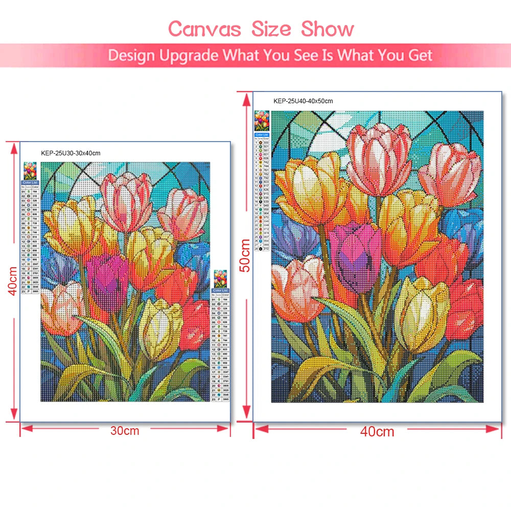 5D DIY Diamond Painting Tulip Flower Full Round Diamond Mosaic Embroidery Cross Stitch Kit Home Decoration Art Hobbies Gifts
