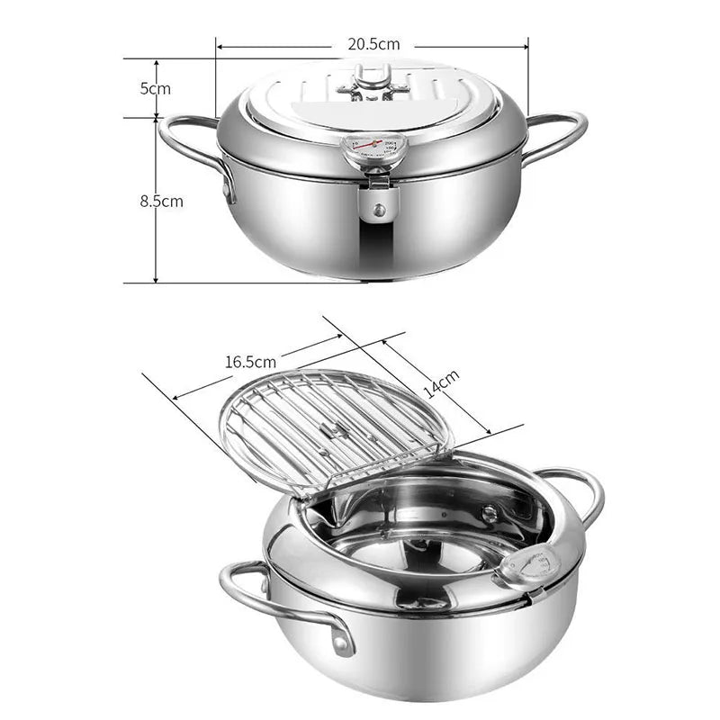 Japansk-stil tempura Fryer husholdning Small Fryer Oilbesparende gryte Mini Spesiell temperaturkontrollert Deep Freing Oil Small Pot