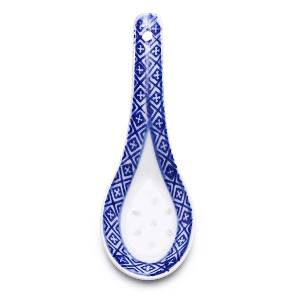 5pcs Convenient Ceramic Spoon Multi-Function Chinese Style Scoop Porridge Spoon Tableware Soup Spoon For Home Restaurant