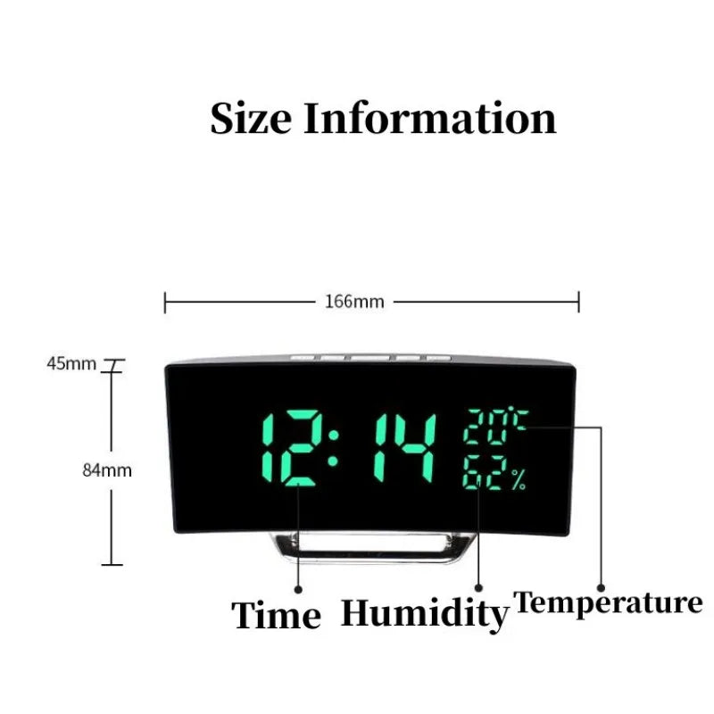 Specchio Digital Digital Amerge Temperature Data 2 Livelli di regolazione della luminosità Snooze Table Clock 12/24H Night Modalità Orologio LED
