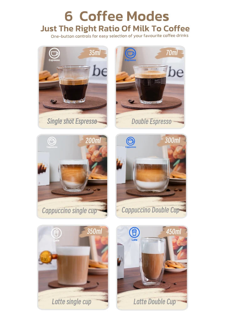 Hibrew 3 en 1 semi-automatique Espresso Cappuccino Latte Machine de café Milk Automatique Froth Coffee Hound Inneilless Steels H13A
