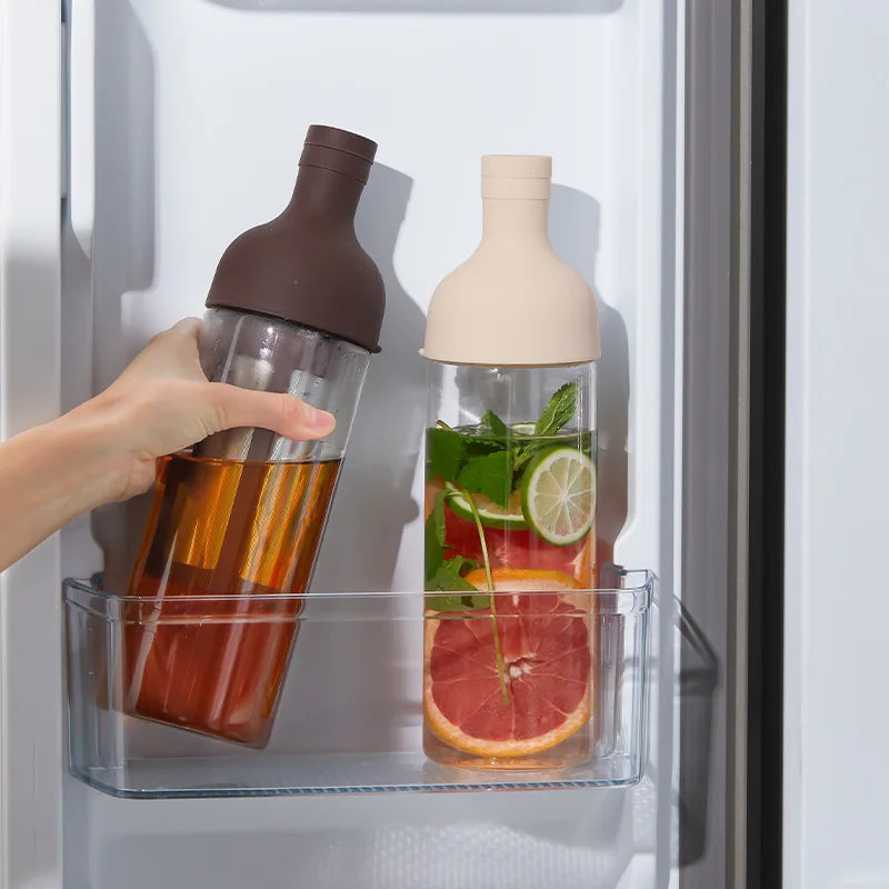 Glass Manual Cold Brewer Coffee Machine,900ML Portable Juicer,Summer Making Ice Coffee Fruit Tea,Milk Frother,for Refrigerator