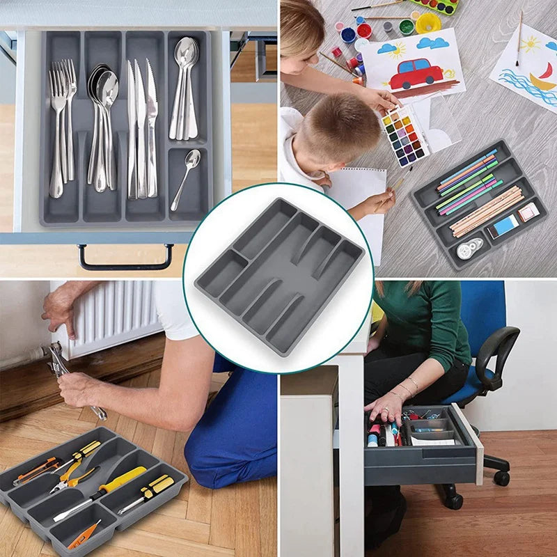 Storage Rack Organizer Box Utensil Organizer Cutlery Organizer Tray Plastic Flatware Organizers