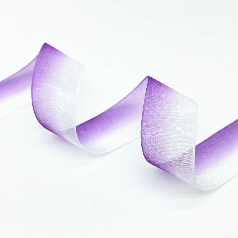 5 yard 25 mm -es gradiens színű organza szalagok esküvői háztartási dekorációhoz DIY ajándékcsomagoló kézműves kiegészítők #RO
