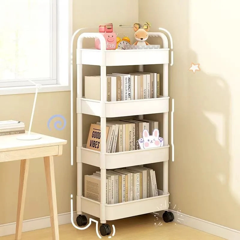 Bodenmontierte Riemenscheibe Schieber Speicher Rack Home Küche Badezimmerstudienraum Speicher Rack Mehrschicht bewegbarer Aufbewahrungsregal Rack Rack