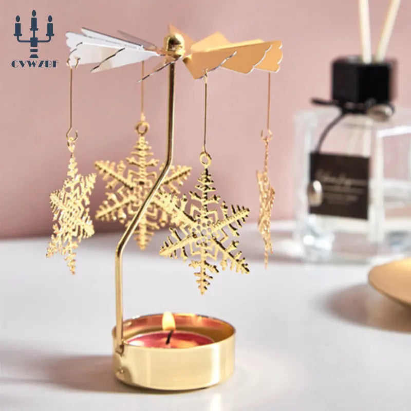 1pc Metal Hot Rotating Candle Holder Christmas Rotating Candle Holder Dinner Party Wedding Party Candle Holder Decoration Gift