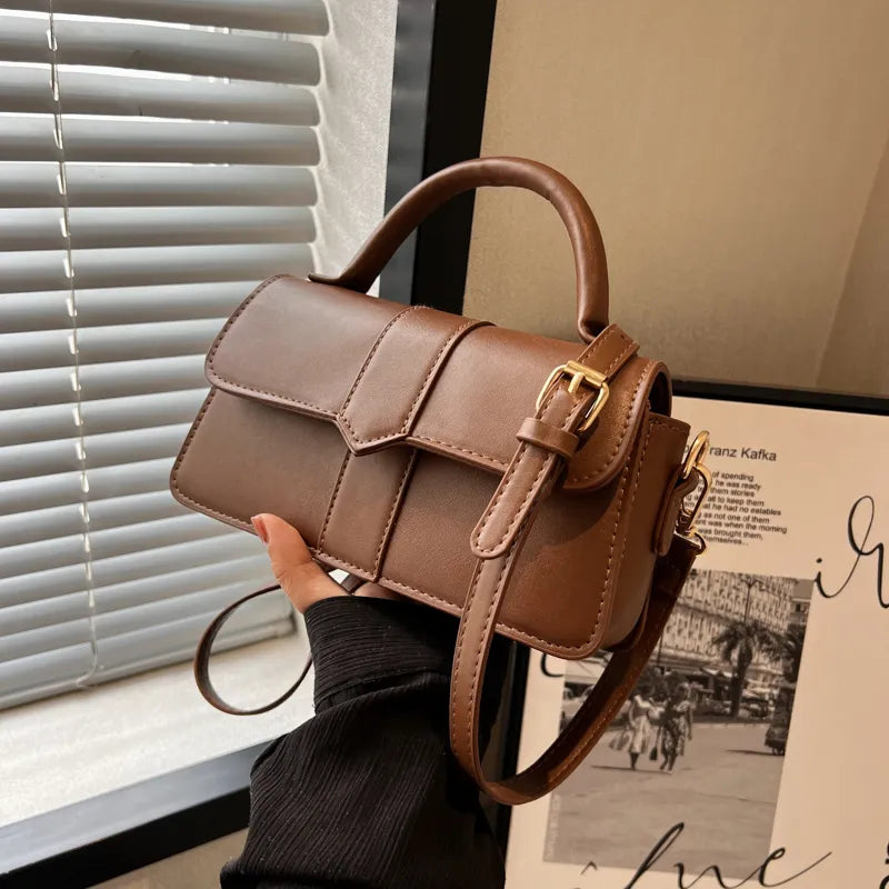 Pu Leather Shoulder Bag for Women Handbag - Fashion Crossbody Bags Vintage Underarm Bag Square Satchel (Black)