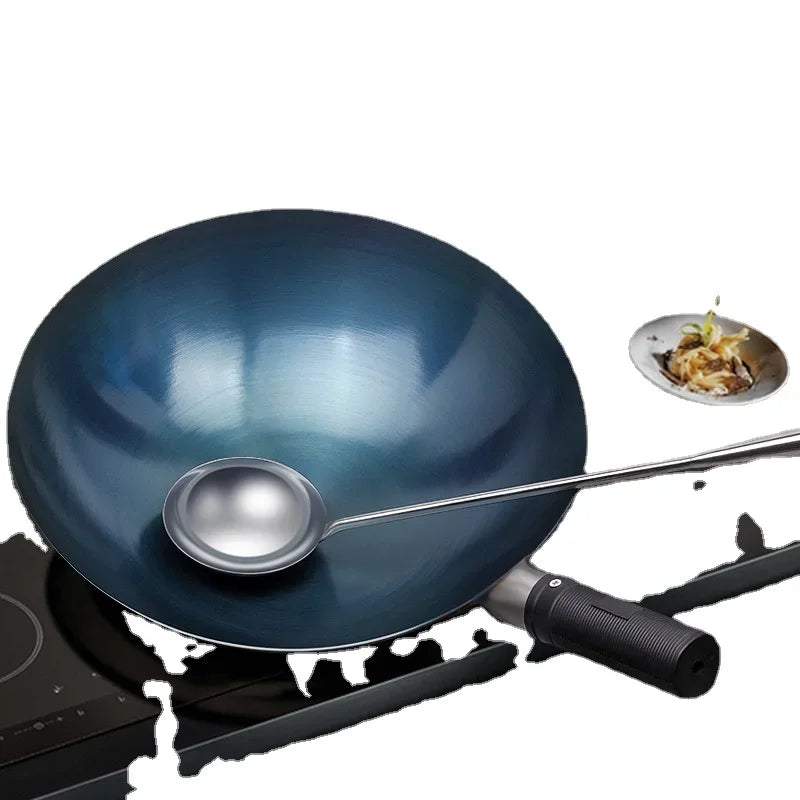 32/34cm καρυκεύματα μπλε σίδερο wok μη επικαλυμμένο pot pot ελαφρύ κλασικό σεφ Wok υπαίθρια μαγειρικά σκεύη κουζίνας για σόμπα αερίου