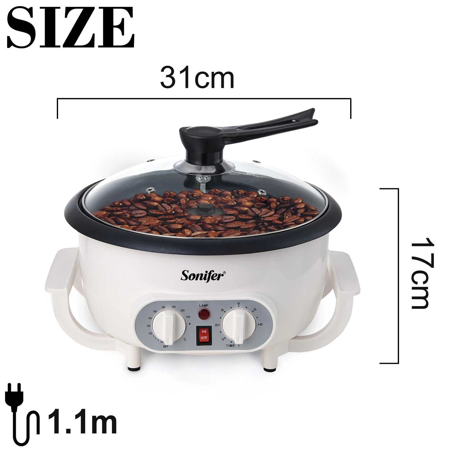 Electric Coffee Bean Roaster Coffee Baked Peanut Beans Baking Stove Popcorn Make Dryer Roasting Machine Grain Drying Sonifer