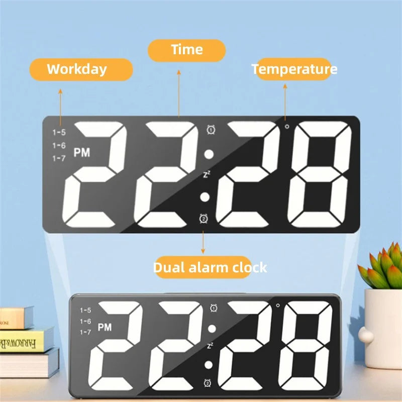 Seneste digitale ur LED ALARME BEDROOM ELEKTRONISK SKRIFT UR med temperaturvisning Justerbar lysstyrke 12/24 timer