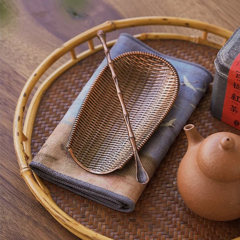Alloy Weaving Chaze Tea Shovel Set Handmade Dustpan Shape Coffee Bean Taking Tools Traditional Kung Fu Tea-scoop Accessories