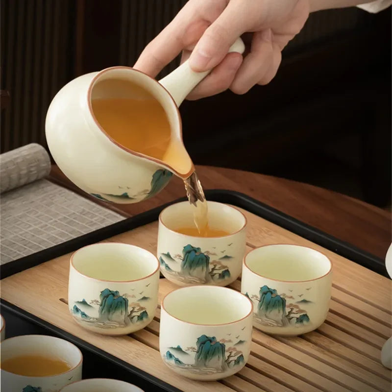 Chinese traditional tea set high-end kung fu cup set automatic tea set for 6 people tea cups and saucer sets