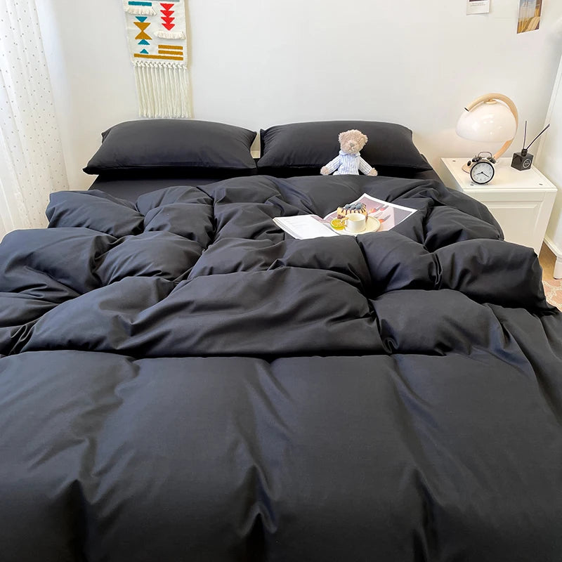 1 pc Black Color Duvet Cover 220X240 For Double Bed Plain Quilt Cover Queen Size housse de couette 200x200 without pillowcase