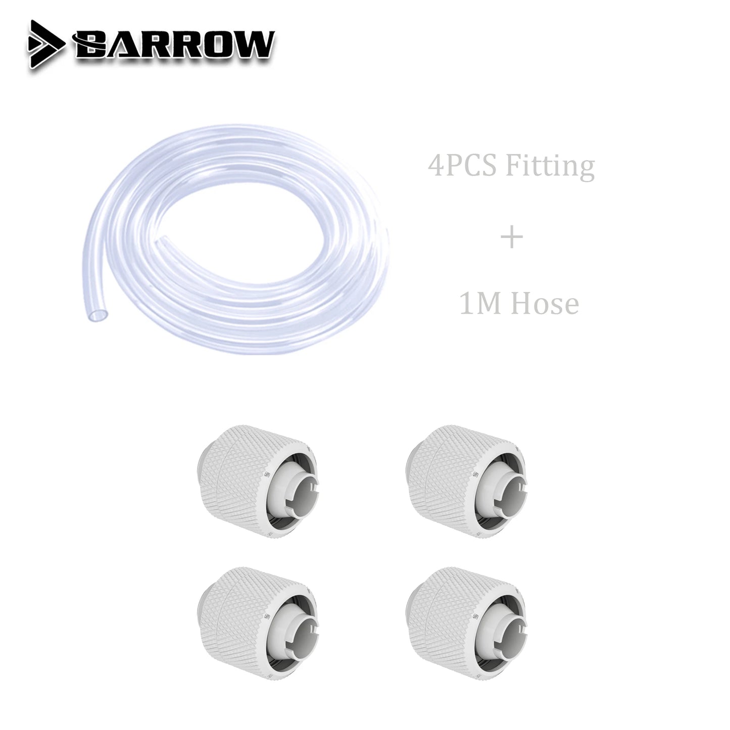 Barrow Soft Tube Fittings Combo Kit 3/8''Thick 9.5*15.9mm/9.5*12.7mm PC Water Cooling System,Black White Silver Gold