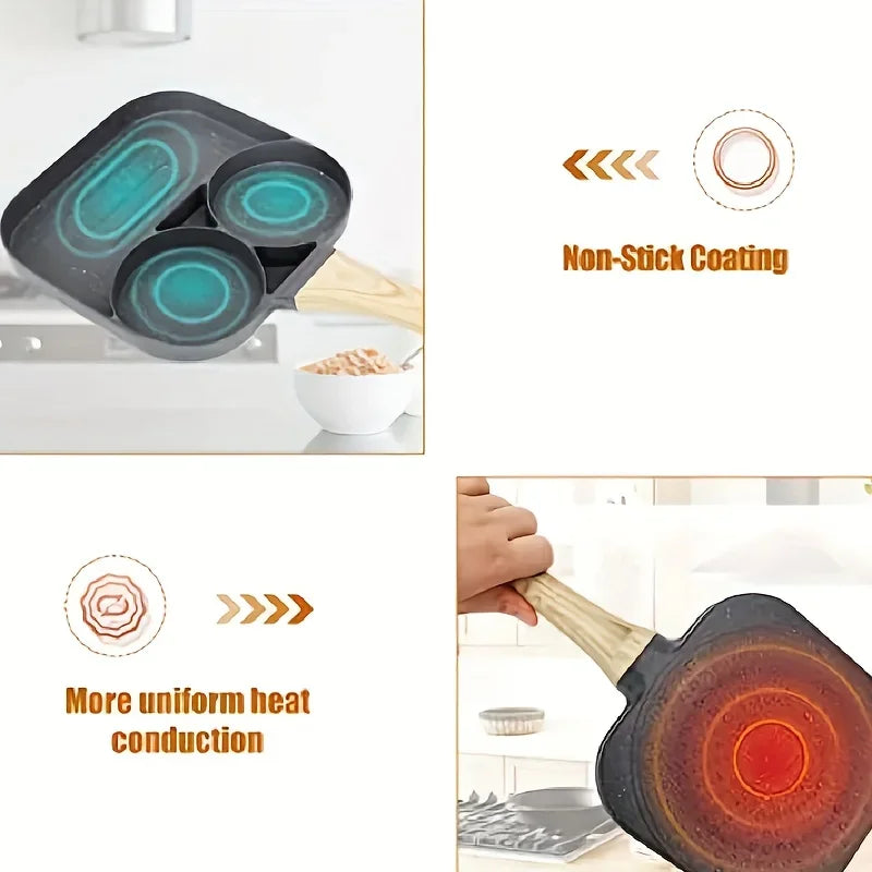 Sartén de huevo de cocina sartenes antiadherentes sin soporte 3/4 cupas de cocina sartén de huevo de panque