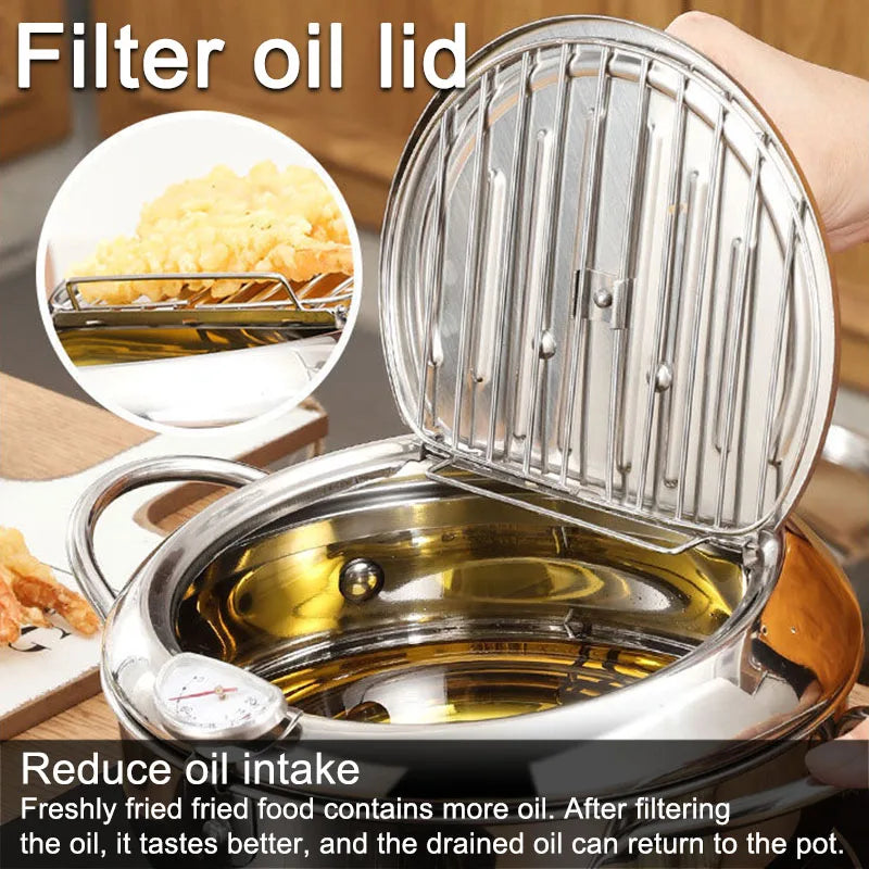 Japansk-stil tempura Fryer husholdning Small Fryer Oilbesparende gryte Mini Spesiell temperaturkontrollert Deep Freing Oil Small Pot