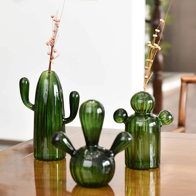 Creative New Cactus Glass Shaped Vase For Plant Creative Vase Home Desktop Decor Transparent Hydroponics Plant Vase Crafts