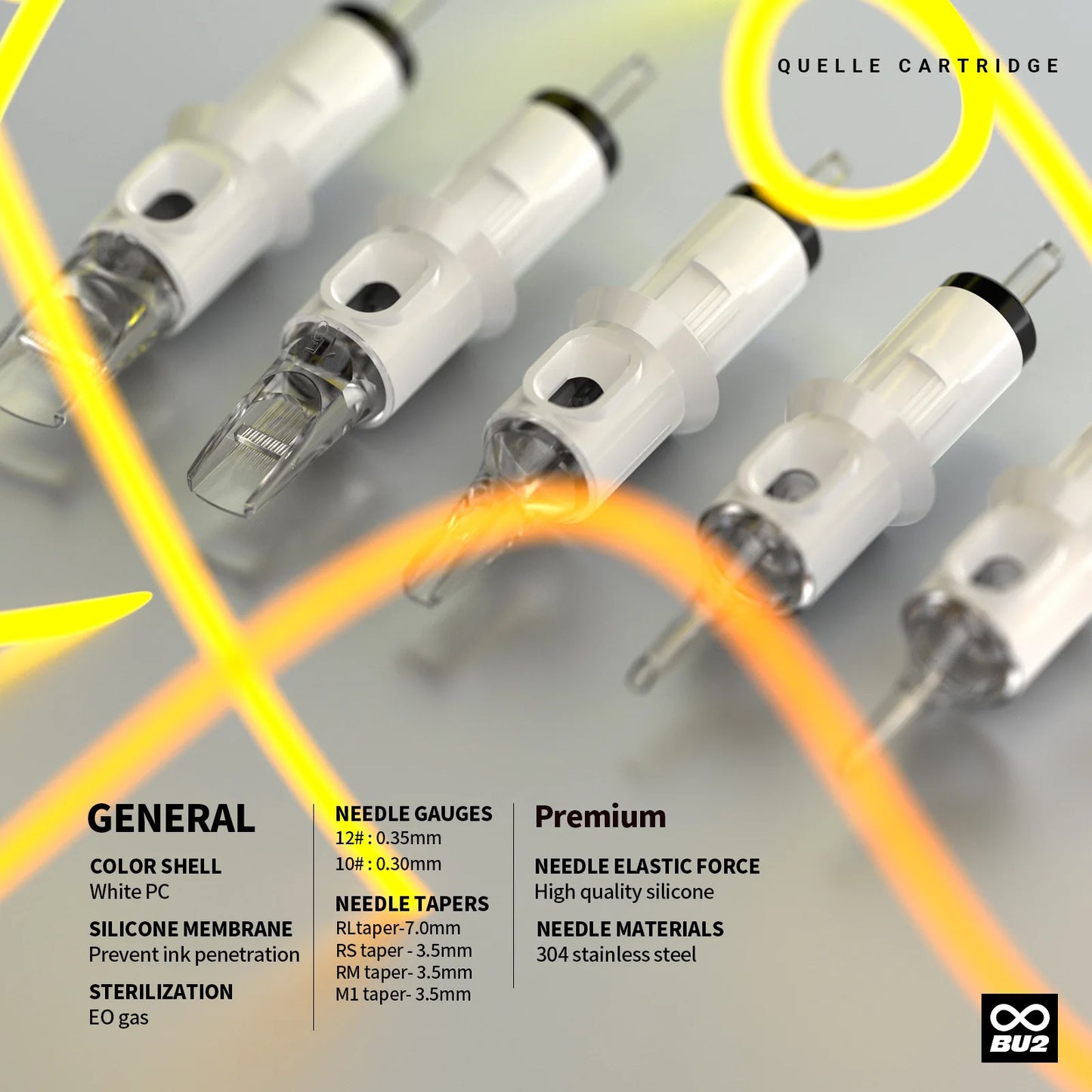 20PCS/BOX Disposable QUELLE Tattoo Cartridge Sterile Needles Suitable for Professional Tattooists