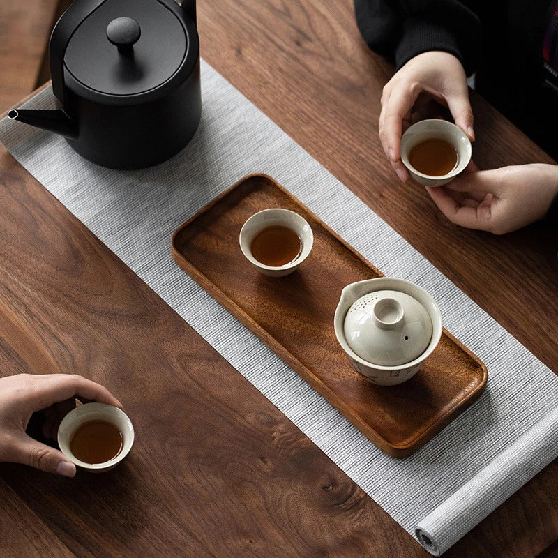 Plateau de café en bois japonais plateaux de tasse d'aliments ovales dessert