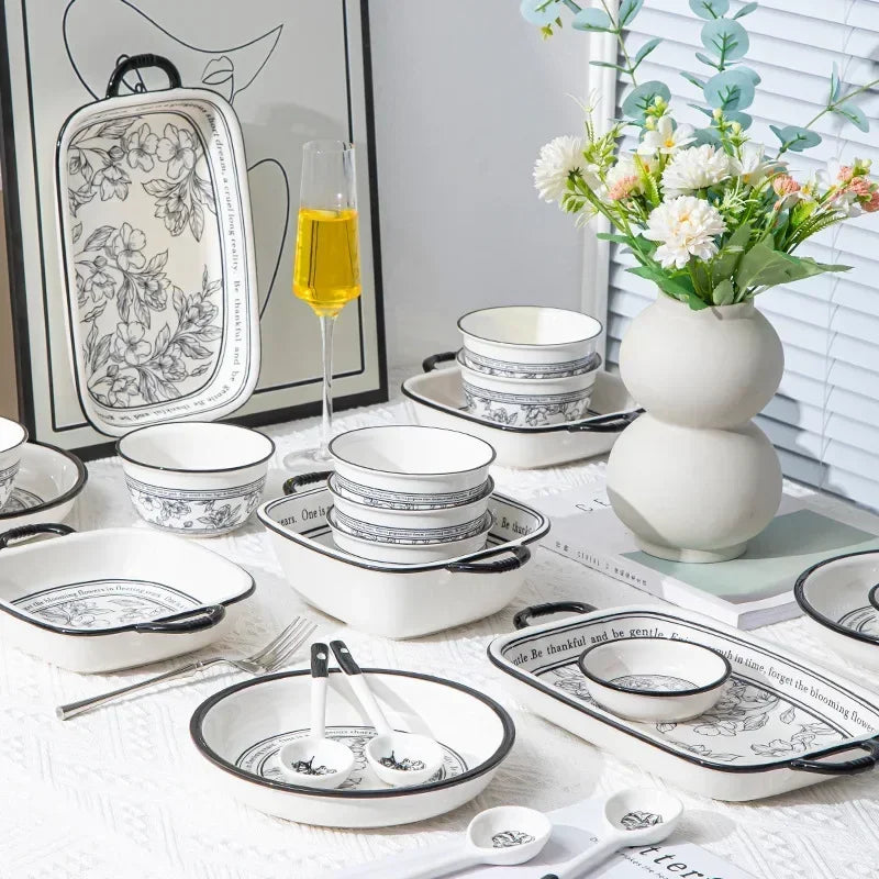 Bowl Set Household High Beauty Ceramic Tableware Gift Box【20pcs】