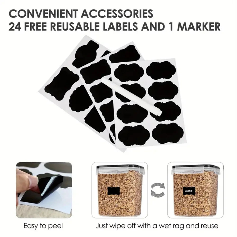 Αποθήκευση τροφίμων κουζίνας 7pcs-set δοχείο BPA δωρεάν δημητριακά καραμέλα αποθήκευσης κουτιά αποθήκευσης με 10stickers και στυλό