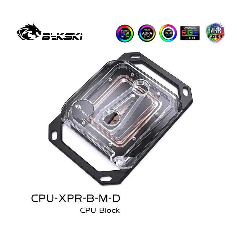 Bykski CPU Water Block for INTEL LGA1700/1800/115X/ AMD Ryzen 9 AM5 AM4 0.08mm Microchannel Water Cooler Radiator Acrylic Metal