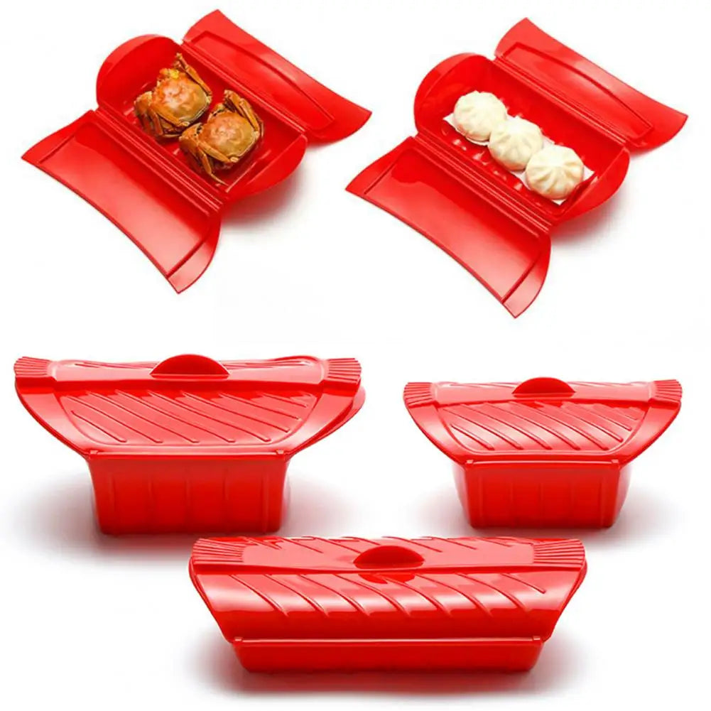 Professional Fish Steamer BPA Free Microwave Oven Steamer Food Grade Silicone Steaming Dish Microwave Cookware Steaming