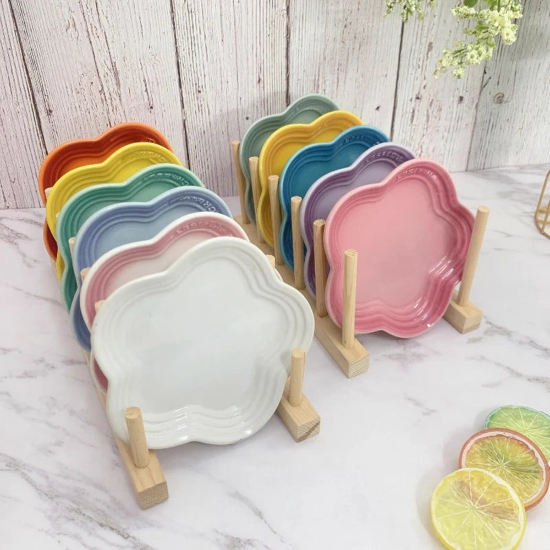 Plum blossom lille plade 14 cm sauce plader fransk cool farve kage skål gradvis spytte knogler tabelware keramisk dessert