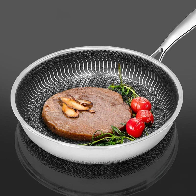 Ανοξείδωτο χάλυβα τηγανίζοντας τηγανιστή Wok Pan Cooking μπριζόλα μπριζόλα κατσαρόλα κατσαρόλα επαγωγής αερίου παγκόσμια κουζίνα μαγειρικά σκεύη