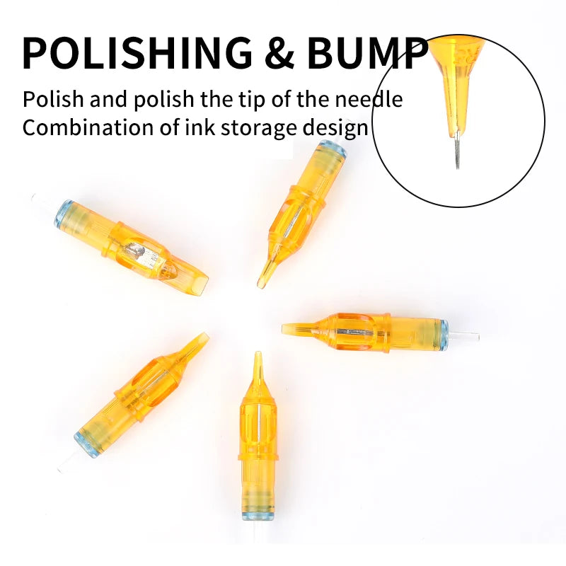 YILONG 10PCS Tattoo Cartridge Needle Professional Individual Package Sterile Yellow Tattoo Needles for Tattoo Pen Machine