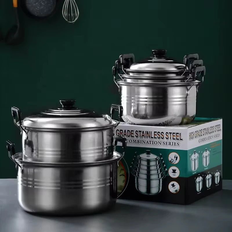 5pcs/set Stainless Steel Pots 16/18/20/22/24cm Soup Pot Nonmagnetic Cooking Cookware Non Stick Pan Induction Cooker Pot