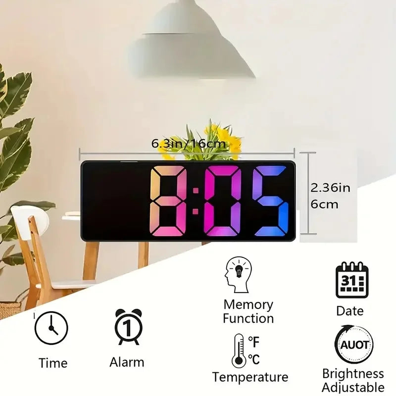 Seneste digitale ur LED ALARME BEDROOM ELEKTRONISK SKRIFT UR med temperaturvisning Justerbar lysstyrke 12/24 timer