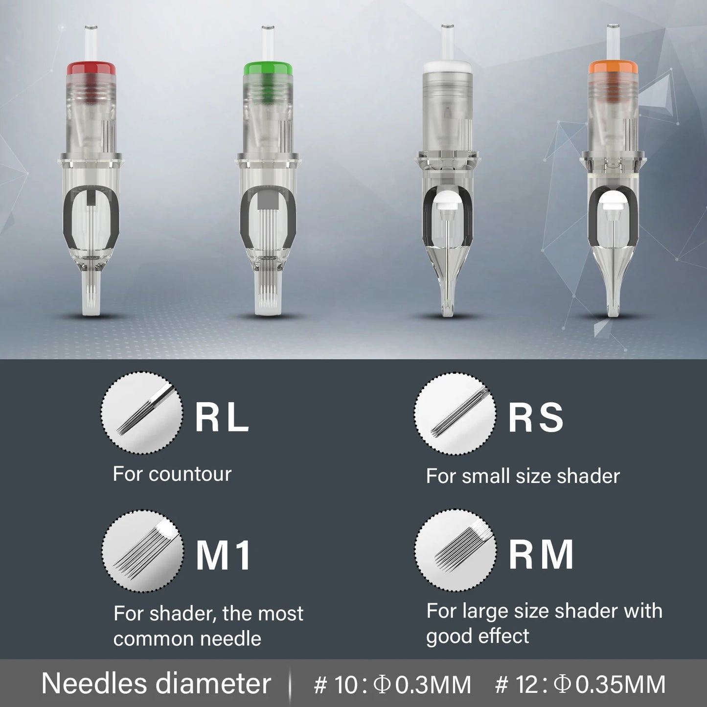 EZ Tattoo Needles Revolution Cartridge Round Liner #10 (0.30mm needle) RC1003RL RC1005RLRC1007RL RC1009RL RC1014RL 20 pcs /lot