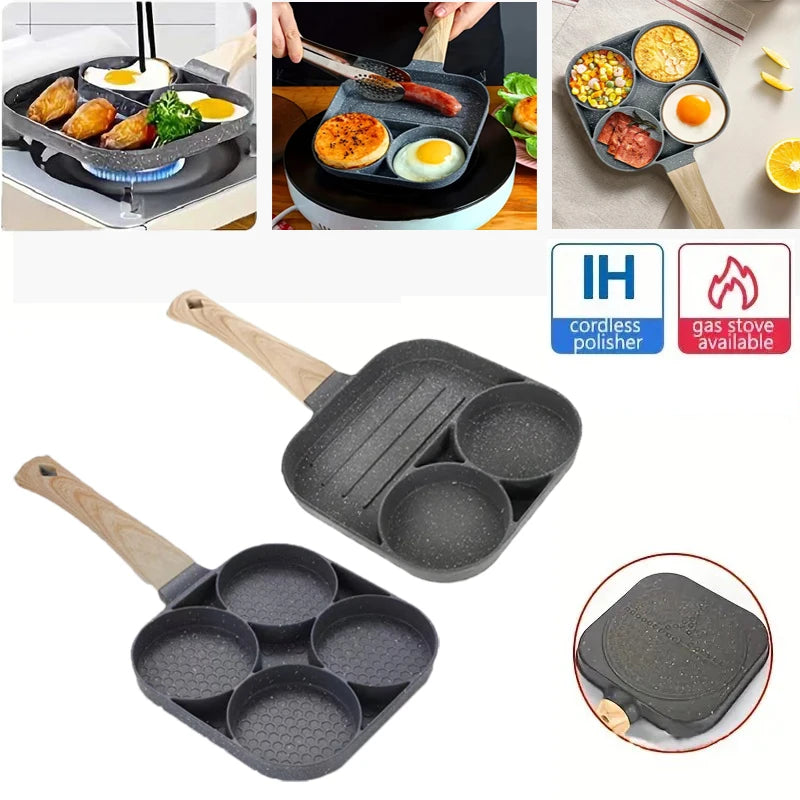 Sartén de huevo de cocina sartenes antiadherentes sin soporte 3/4 cupas de cocina sartén de huevo de panque