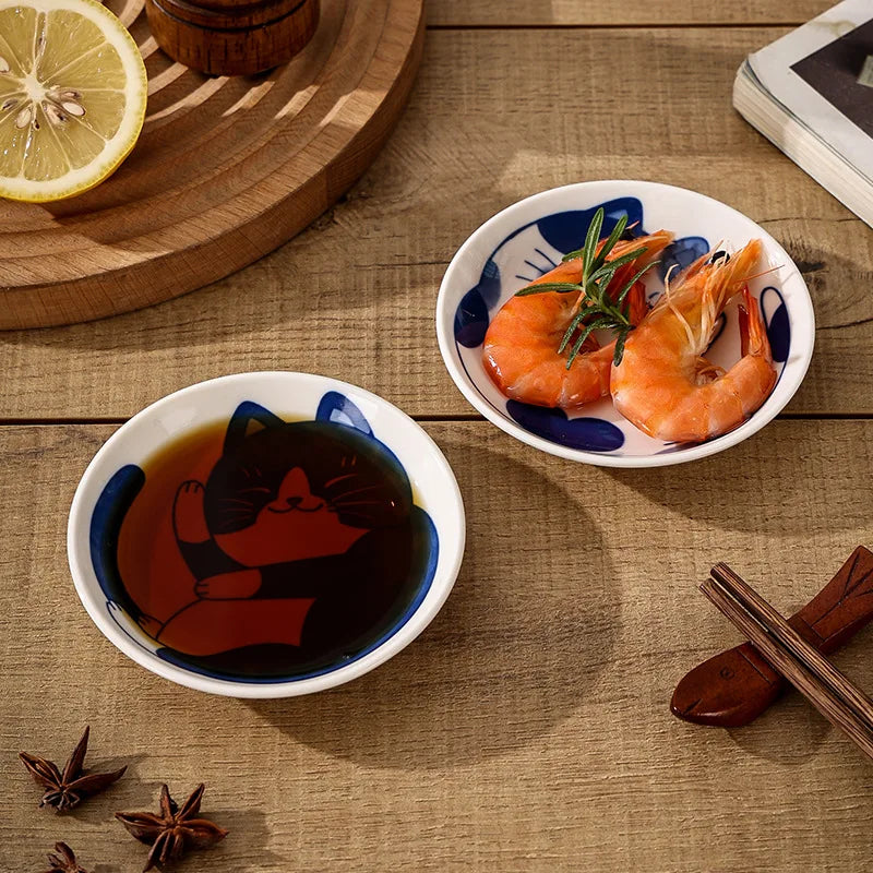 Piatti di salsa Sushi Table stoviglie in stile giapponese dessert in ceramica creativa cartone animato cartone animato fortunato gatto goccia cala goccia piastra