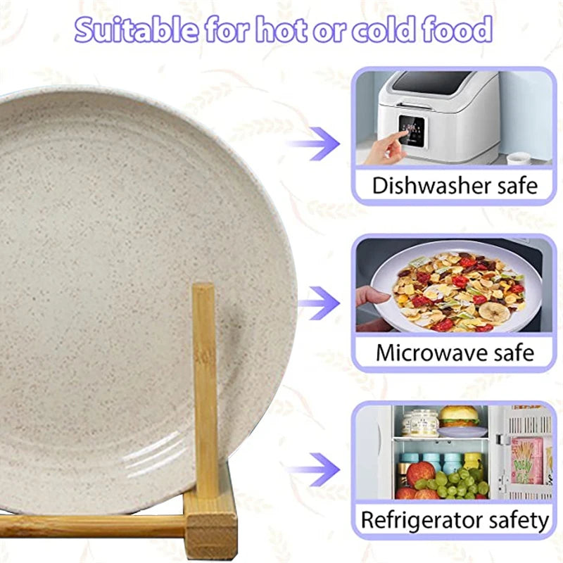 4Pcs Dinner Plate Set Wheat Straw Eco Friendly BPA Free Biodegradable Picnic Fruit Snack Plate Bone Dishes Kitchen Accessories