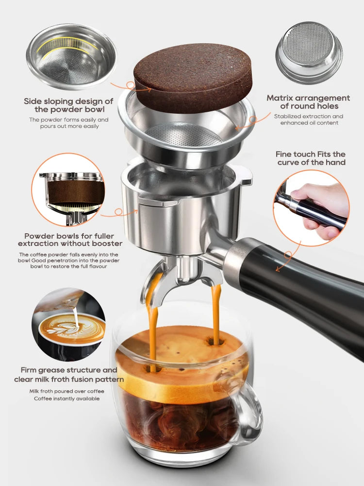 Hibrew 20BAR SEMI Автоматично еспресо кафе машина Регулируем 58 мм Portafilter Cold/Hot Coffee Mater Metal Caseh10a